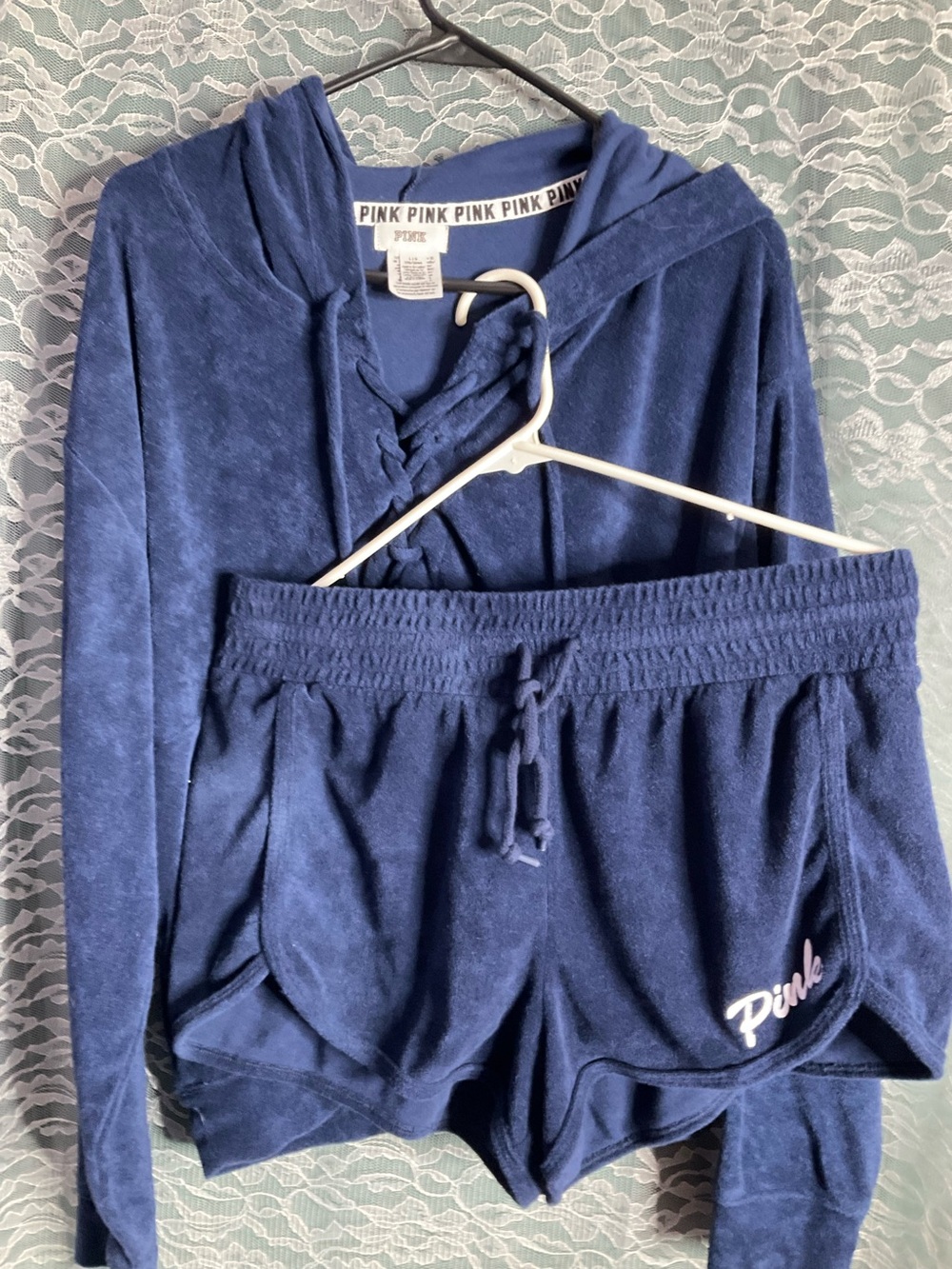 Victorias Secret PINK Large Shorts and Hoodie Tracksuit Set Large